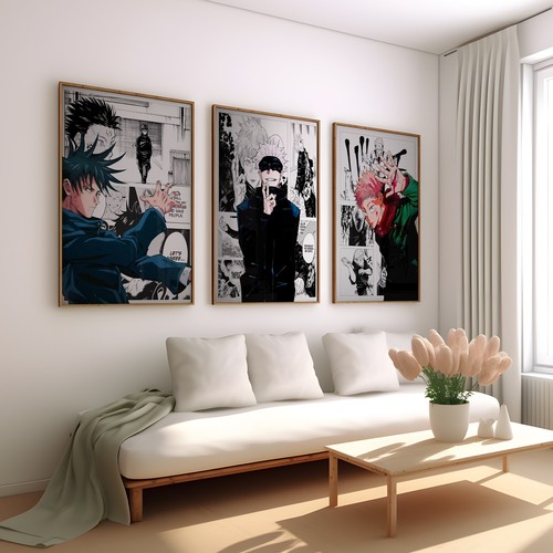 Jujutsu kaisen wandbilder 3er - wandbilder,