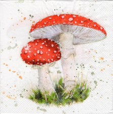 3 Servietten ~ Herbst, Pilze, Fliegenpilz ~ 33x33