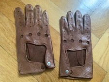 Vintage Damen Autofahrerhandschuhe mit Knöchellöchern+ Druckknopf