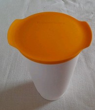 Tupperware Allegra Trinkbecher Joghurtbecher 2tlg mit Deckel 450ml weiß orange