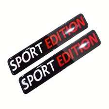 2x Universal 3D Sport Edition Epoxy Gel Auto Aufkleber Emblem Logo Rot Schwarz