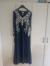 bauchtanzkleid blau-silber