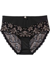 Slip Gr. 44/46 Schwarz Beige Damenslip mit Spitze Unterwäsche Neu*