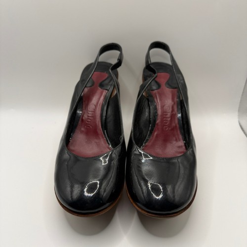 Vtg chloe black patent leather - chloe,