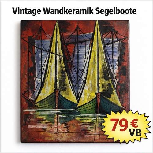 Vintage wandkeramik segelboote - wandkeramik,