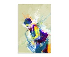 60x90cm Saxophon Spieler Aquarell Art Leinwandbild