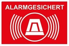 6 Stück Aufkleber "Alarmgesichert", 5x3 cm je Sticker