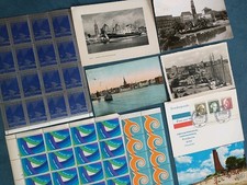 KIEL Lot / 6 AKs (ab 1912) & Briefmarken Kieler Woche (1960er) / Hafen Postkarte