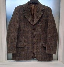 Dunn & Co, Harris Tweed 100% Scottish Wool Jacket. Braun kariert, Größe 104 