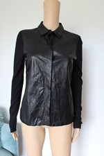 GUCCI Lederbluse Größe 38 Leder schwarz Seide Luxus