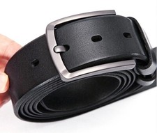 ✅Vollrindleder Büffel 4 cm Breit Herren Schwarz Gürtel Belt Schnalle XXL✅