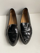 TOD`S Damen Schuhe Slipper Mokassin Lackleder echtes Leder Gr 39 Schwarz