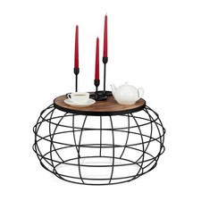 Mangoholz Couchtisch rund Sofatisch Mangotisch Industrial Korbtisch Stubentisch