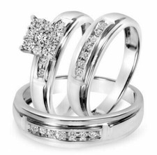 1.50 Karat Künstlicher Diamant Ihn & Sie Hochzeit Trio Ring Set 14K Vergoldet