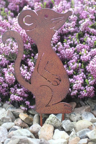 Maus mit stab gartendeko - mit, stab,