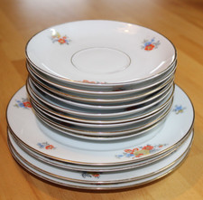 PMR Bavaria,Porzellan 9 Unterteller und 4 Kuchenteller, Goldrand