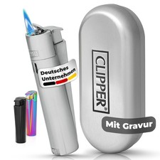 Clipper Jet Flame Metall Feuerzeug | Wunschgravur Name | Personalisiert Geschenk