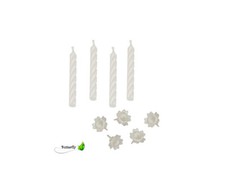 24 Geburtstagskerzen mit Halter weiß Tortenkerzen Kuchen Kerzen Geburtstag Party