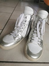 LUXUS  Designer VERSACE Sneaker Gr. 37 Vollleder Weiß Silber Stiefeletten NP 249