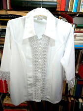 tolle weiße festliche Bluse  Gr. M mit Spitze