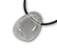 +Natur+ GIRASOL-QUARZ EDELSTEIN-ANHÄNGER TROMMELSTEIN - gebohrt mit Lederband#R7