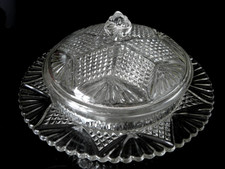 Butterglocke Butterschale Käseglocke Art Dèco Pressglas WR1