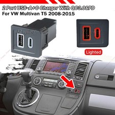 USB-C PD USB-A QC3.0 Auto Ladegerät Buchse Steckdose für VW Multivan T5 08-15