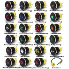 22mm 5A Edelstahl LED Drucktaster Druckschalter Knopf Schalter CE CCC 12-24V Neu