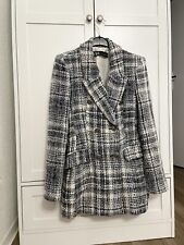 Zara Blogger Blazer Tweed blau weiß schwarz Mantel Kariert Karo Boucle Tailliert