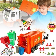 Müllwagen mit 4 bunten Mülltonnen Recycling LKW-Modell Spielfahrzeug Kinder DHL