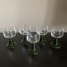 5x Römergläser Weinrömer Grün 0.1L - Wie Neu - luminarc Kristallglas Antik
