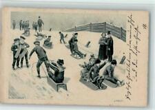 10168391 - Wintersport - Rodelpartie - sign Ancillotti Torello Kuenstler 1903