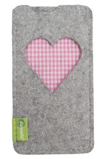 ALMWILD Handytasche Damen Grau Filz Herz Vintage Romantisch Charmant