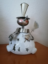 Formano Deko Schneemann Keramik Metall gebr.