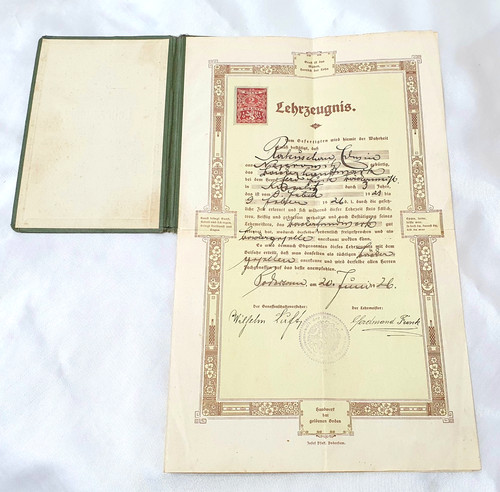 Altes historisches lehrzeugnis - altes,