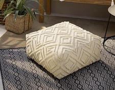 Pouf Bodenkissen Sitz Kissen creme 60x60 25 cm hoch, Polster Fuß Hocker Ottomane