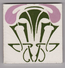 Kleine Jugendstil Fliese  Schablonendruck Dekor