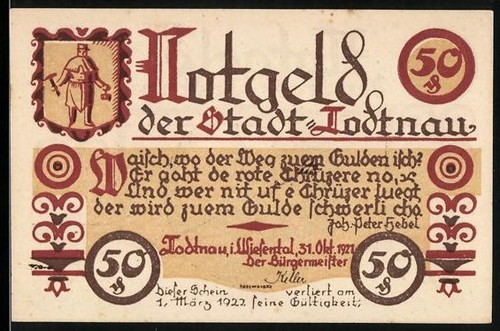 Notgeld todtnau wiesental - notgeld, i.