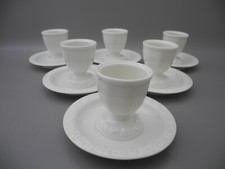 Rosenthal 6 Eierbecher mit Ablage Maria weiß Rosendekor Blumenrelief