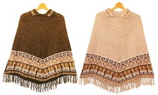 Alpaka Strick Poncho: beige