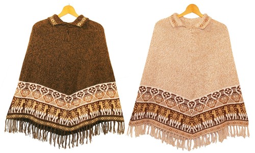 Alpaka strick poncho beige - alpaka,