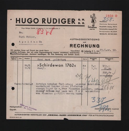 Leipzig rechnung 1952 - leipzig,,