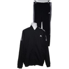 Adidas, Trainingsanzug Set, Größe: XL, Polyester, Schwarz/Weiß #NHh