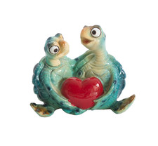Schildkröte Paar mit Herz Deko Garten Tier Figur Skulptur Objekt Landschildkröte