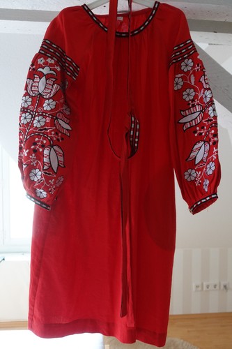 Kleid leinen rot s - kleid,