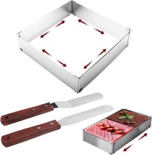 Backrahmen Eckig Verstellbar, 15-28 cm Edelstahl Backrahmen Rechteckig, 5 cm