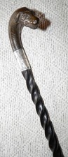 Edwardianischer Spazierstock Stockhund Hund Top Twist gepunzt 1909 Silber J Howell