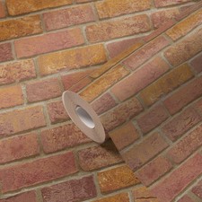 Ziegelstein Tapete mit 3D Mauerwerk Optik – Rot, Braun