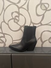 Neu Damen Zara Cowboy Boots Schuhe halbhoche Stiefeletten Stiefel 38 Schwarz