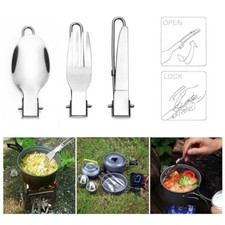 Edelstahl Camping Utensilien Set mit praktischer Tasche perfekt f��r unterwegs